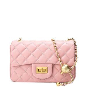Quilted Pink Crossbody Bag with Gold Chain